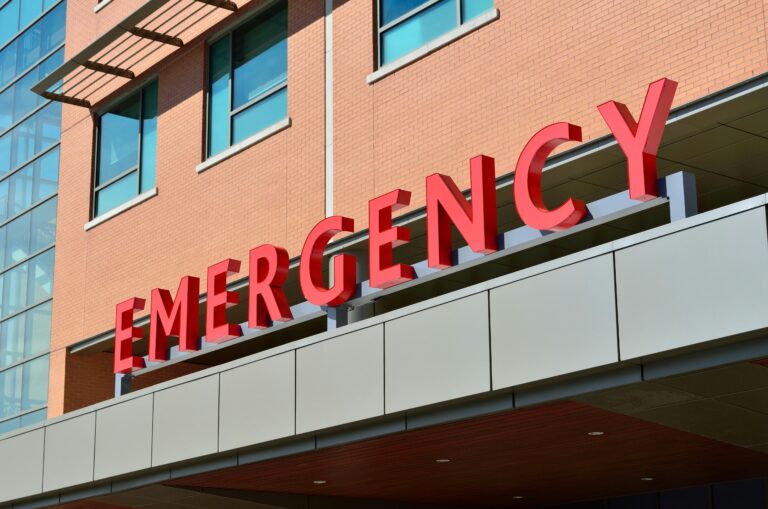 Teen mental health hospital - emergency room sign